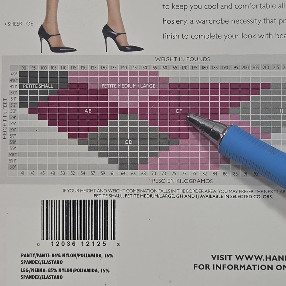 Hanes Silk Reflections Silky Sheer Control Top Pantyhose Little Color Size EF - Picture 7 of 8